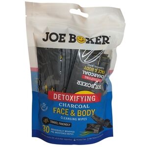 Joe Boxer Travel Detoxifying Charcoal Face & Body Cleansing Wipes 30 Count Bag